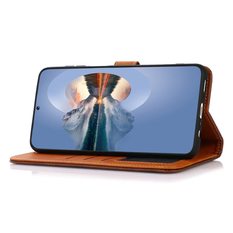 KHAZNEH For Huawei nova 11i / Enjoy 60 Pro / Maimang 20 Cowhide Texture Leather Case Wallet Stand Phone Cover - Brown