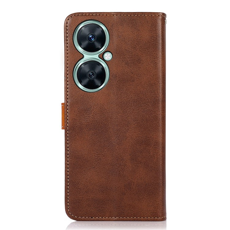 KHAZNEH For Huawei nova 11i / Enjoy 60 Pro / Maimang 20 Cowhide Texture Leather Case Wallet Stand Phone Cover - Brown