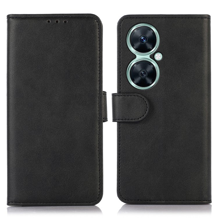 For Huawei nova 11i / Enjoy 60 Pro / Maimang 20 PU Leather Wallet Case Stand Cowhide Texture Phone Cover - Black