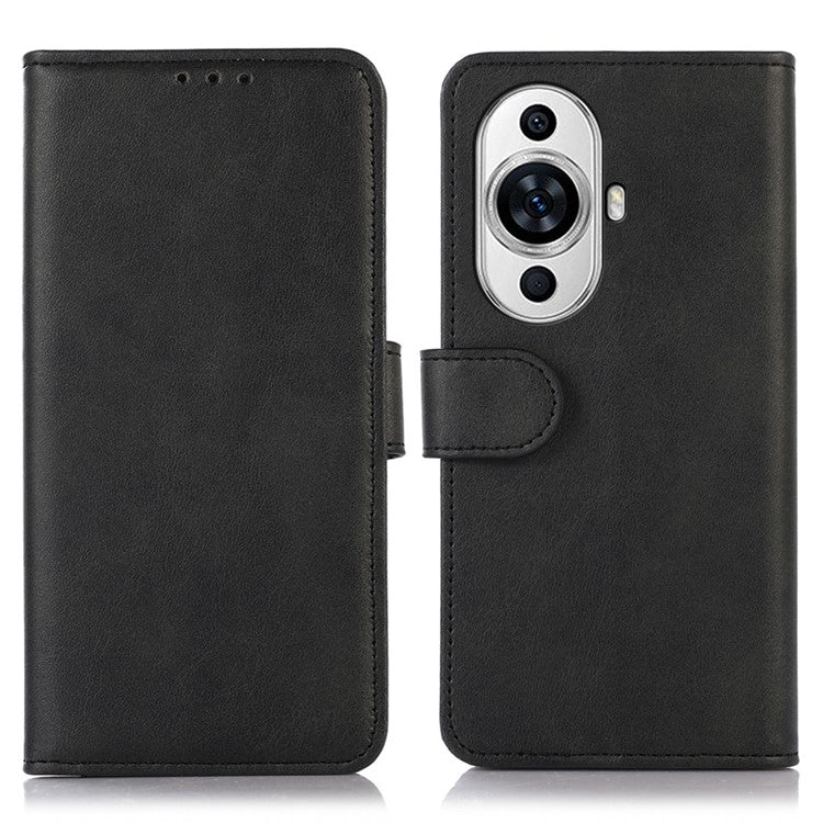For Huawei nova 11 Pro / nova 11 Ultra Cowhide Texture Phone Wallet Case PU Leather Phone Stand Cover - Black