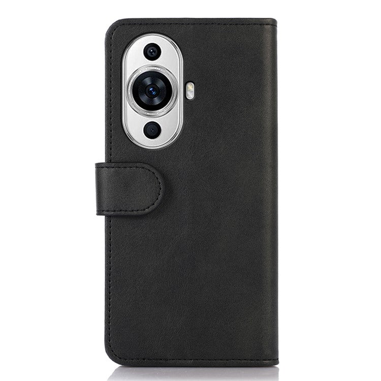 For Huawei nova 11 Pro / nova 11 Ultra Cowhide Texture Phone Wallet Case PU Leather Phone Stand Cover - Black