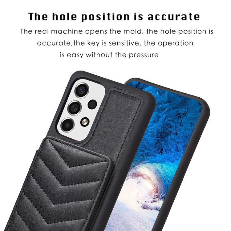 BF26 For Samsung Galaxy A13 5G / 4G Magnetic Snap Button Phone Case Kickstand TPU+PU Leather Phone Shell with Card Holder - Black