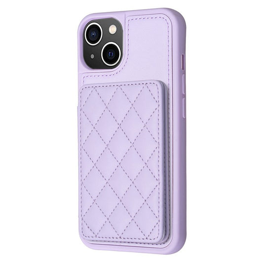 BF25 For iPhone 14 Plus Card Slots Kickstand Phone Case Collision Resistant Leather Coated TPU Cover - Purple