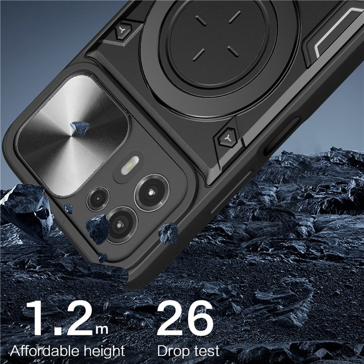 Back Cover for Motorola Edge 20 Lite Slide Camera Lid PC+TPU Phone Case with Ring Kickstand - Blue