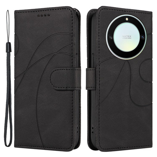 Phone Cover for Honor X40 5G / X9a 5G / Magic5 Lite 5G , Stand Leather Phone Cover Imprinted Wallet Shell - Black