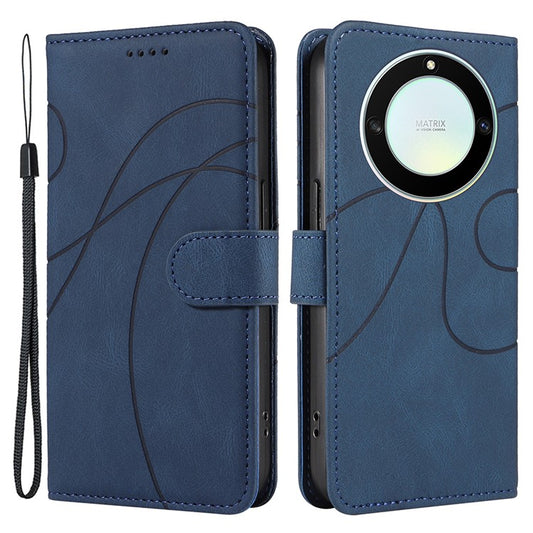 Phone Cover for Honor X40 5G / X9a 5G / Magic5 Lite 5G , Stand Leather Phone Cover Imprinted Wallet Shell - Blue