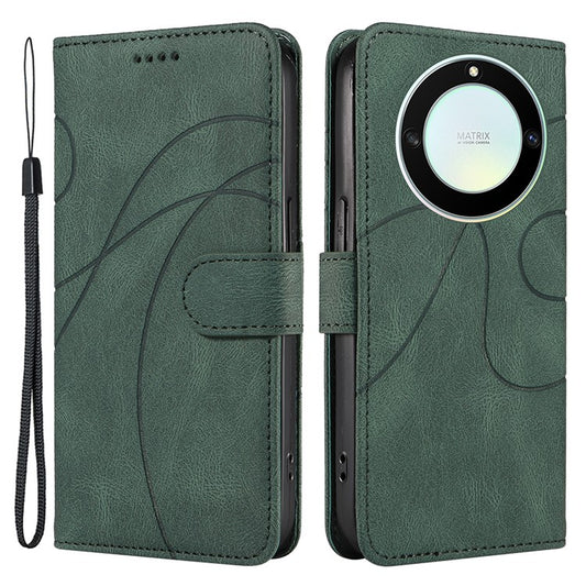 Phone Cover for Honor X40 5G / X9a 5G / Magic5 Lite 5G , Stand Leather Phone Cover Imprinted Wallet Shell - Green