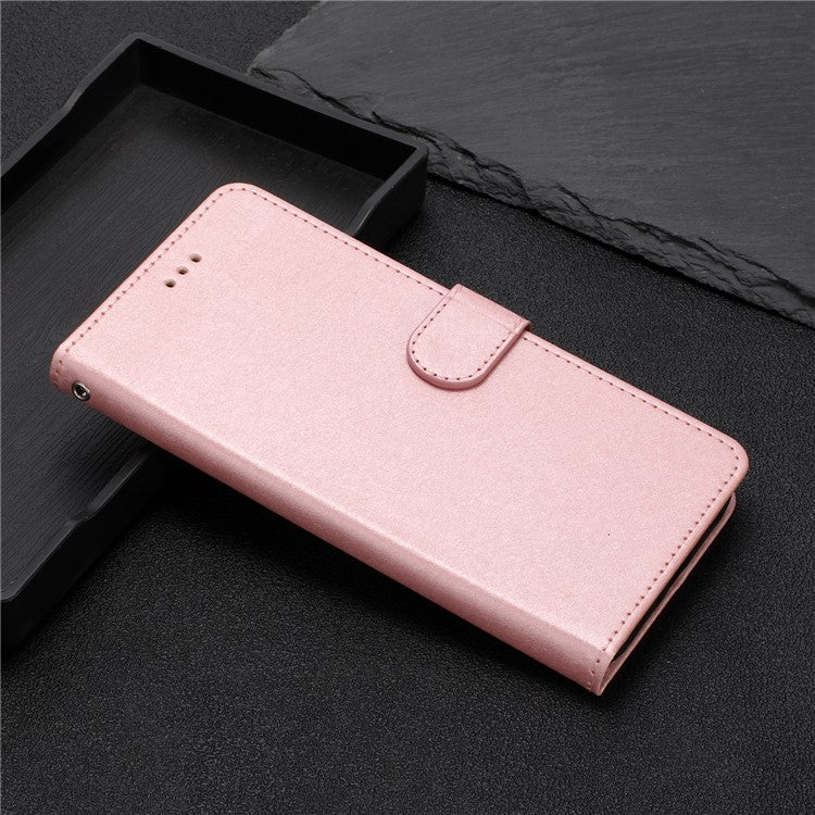 Silk Texture Flip Phone Case For Motorola Moto G52 4G / G82 5G , Wallet PU Leather Stand Cover with Hand Strap - Rose Gold