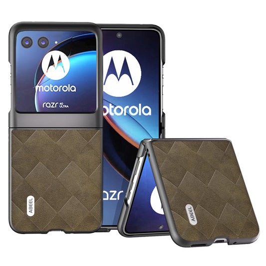 ABEEL For Motorola Razr 40 Ultra 5G PU Leather + PC Protective Case Grid Texture Phone Cover - Green