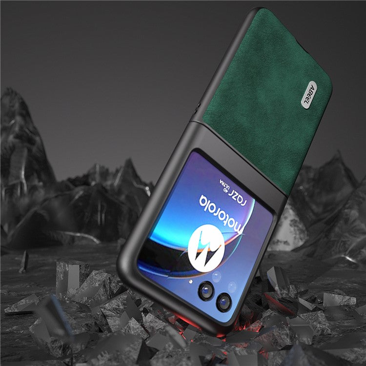 ABEEL For Motorola Razr 40 Ultra 5G Textured Phone Case Shockproof PU Leather Coated PC Back Cover - Green