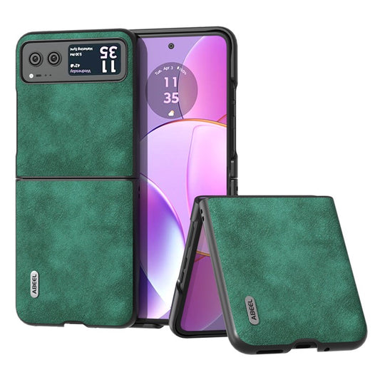 ABEEL For Motorola Razr 40 5G Textured PU Leather + Hard PC Shell Ultra Thin Phone Case Cover - Green