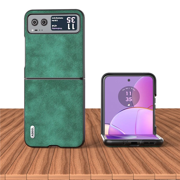ABEEL For Motorola Razr 40 5G Textured PU Leather + Hard PC Shell Ultra Thin Phone Case Cover - Green