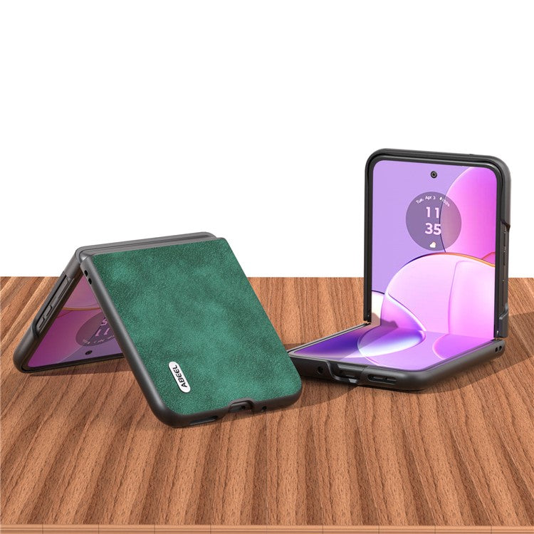 ABEEL For Motorola Razr 40 5G Textured PU Leather + Hard PC Shell Ultra Thin Phone Case Cover - Green