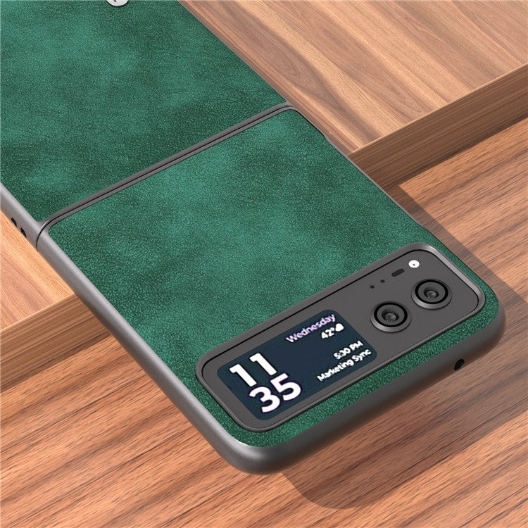 ABEEL For Motorola Razr 40 5G Textured PU Leather + Hard PC Shell Ultra Thin Phone Case Cover - Green