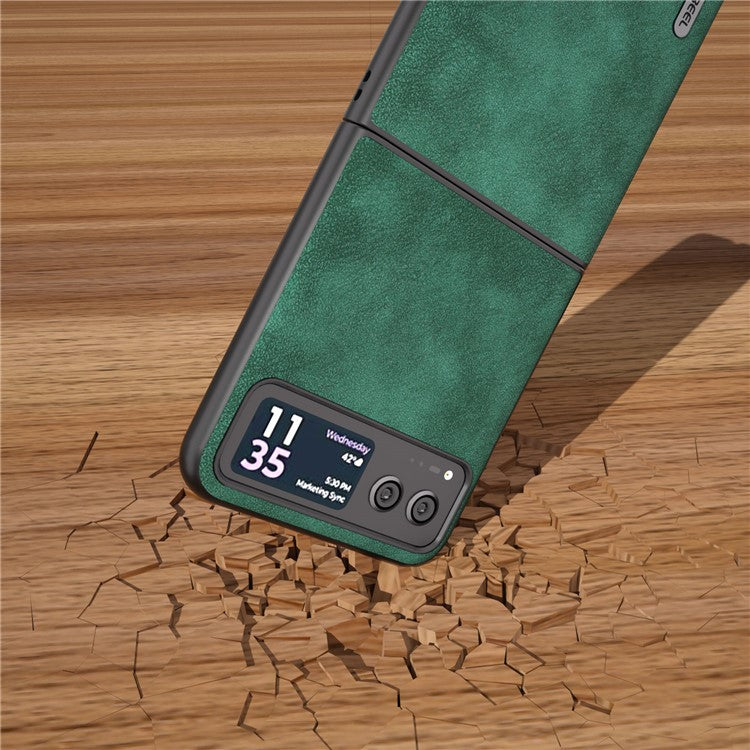ABEEL For Motorola Razr 40 5G Textured PU Leather + Hard PC Shell Ultra Thin Phone Case Cover - Green