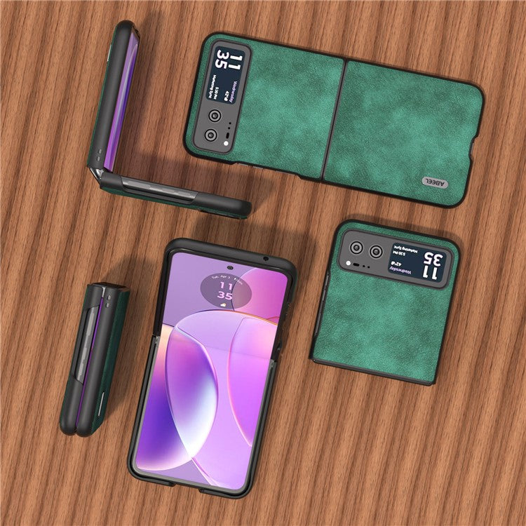 ABEEL For Motorola Razr 40 5G Textured PU Leather + Hard PC Shell Ultra Thin Phone Case Cover - Green