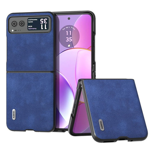 ABEEL For Motorola Razr 40 5G Textured PU Leather + Hard PC Shell Ultra Thin Phone Case Cover - Blue