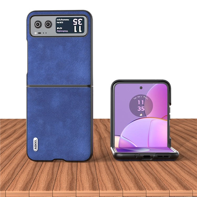 ABEEL For Motorola Razr 40 5G Textured PU Leather + Hard PC Shell Ultra Thin Phone Case Cover - Blue