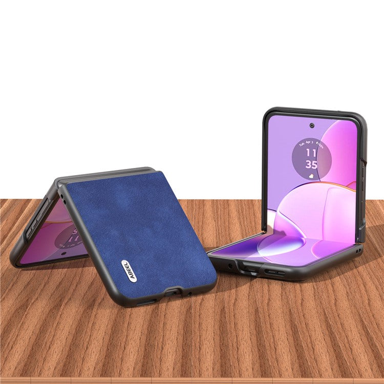 ABEEL For Motorola Razr 40 5G Textured PU Leather + Hard PC Shell Ultra Thin Phone Case Cover - Blue