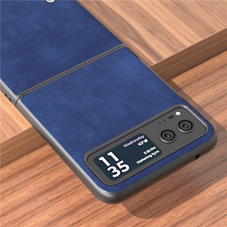 ABEEL For Motorola Razr 40 5G Textured PU Leather + Hard PC Shell Ultra Thin Phone Case Cover - Blue