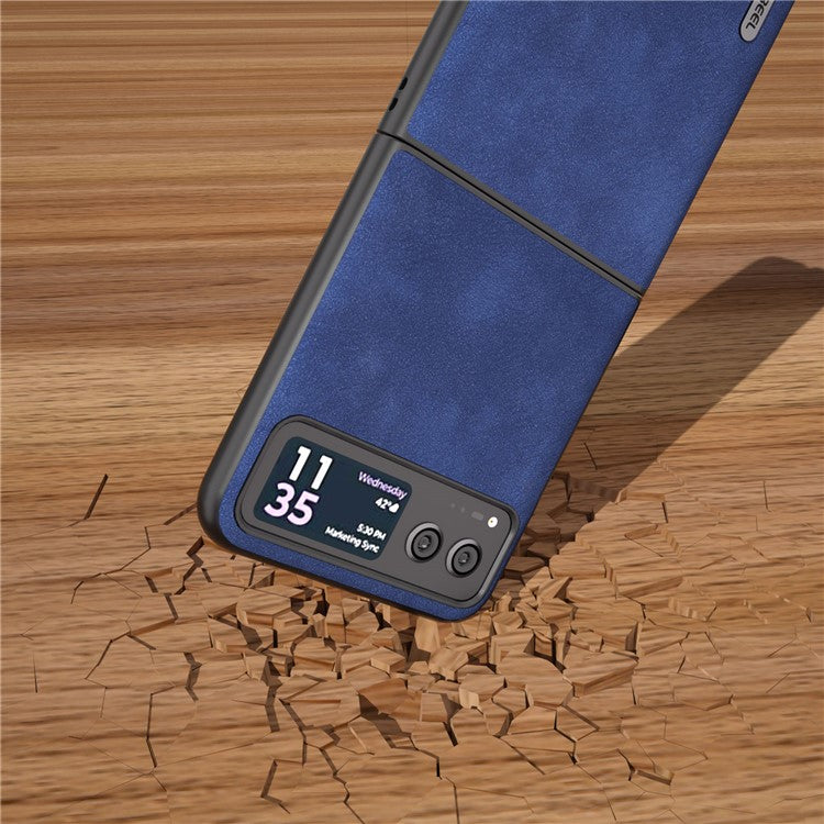 ABEEL For Motorola Razr 40 5G Textured PU Leather + Hard PC Shell Ultra Thin Phone Case Cover - Blue