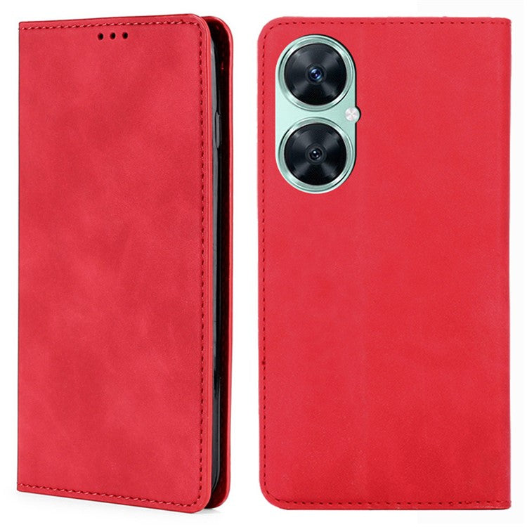 For Huawei Enjoy 60 Pro / nova 11i / Maimang 20 Card Holder PU Leather Phone Case Skin-touch Phone Stand Cover - Red
