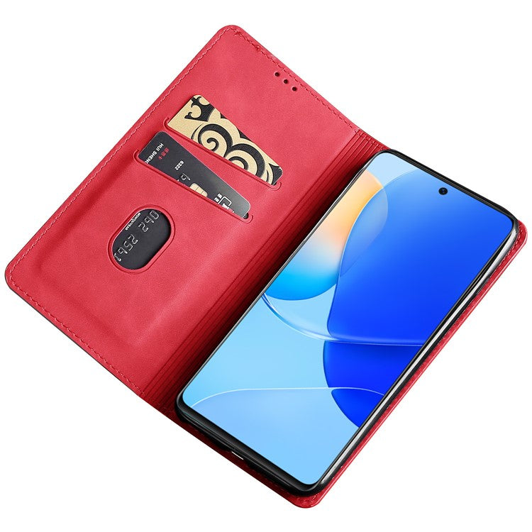 For Huawei Enjoy 60 Pro / nova 11i / Maimang 20 Card Holder PU Leather Phone Case Skin-touch Phone Stand Cover - Red