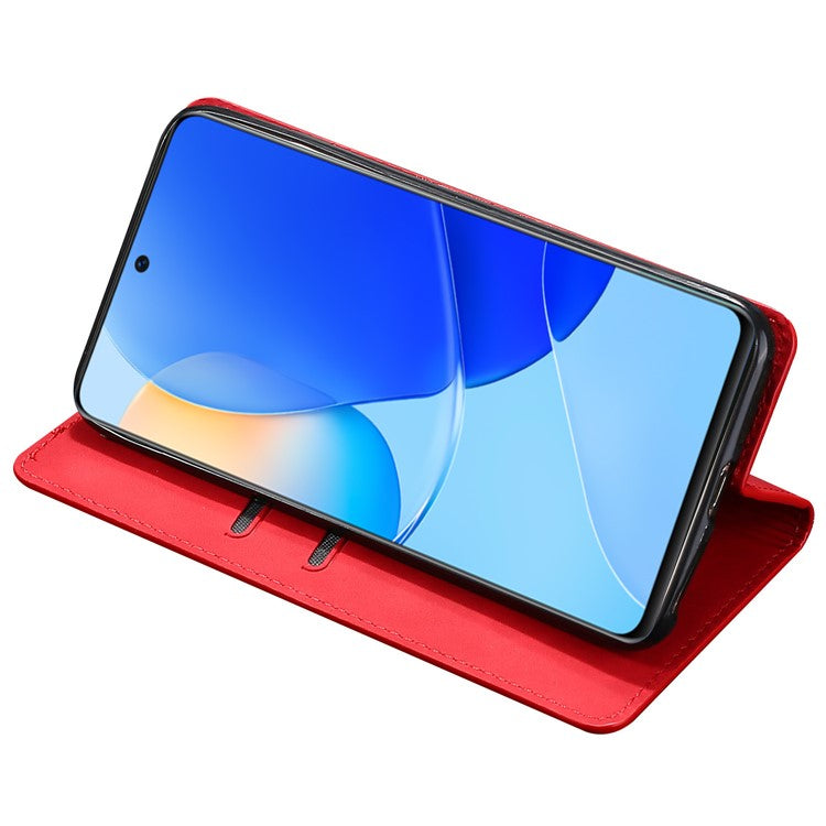 For Huawei Enjoy 60 Pro / nova 11i / Maimang 20 Card Holder PU Leather Phone Case Skin-touch Phone Stand Cover - Red