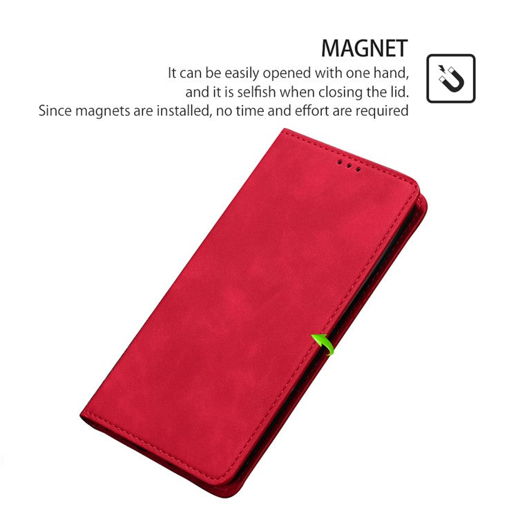 For Huawei Enjoy 60 Pro / nova 11i / Maimang 20 Card Holder PU Leather Phone Case Skin-touch Phone Stand Cover - Red