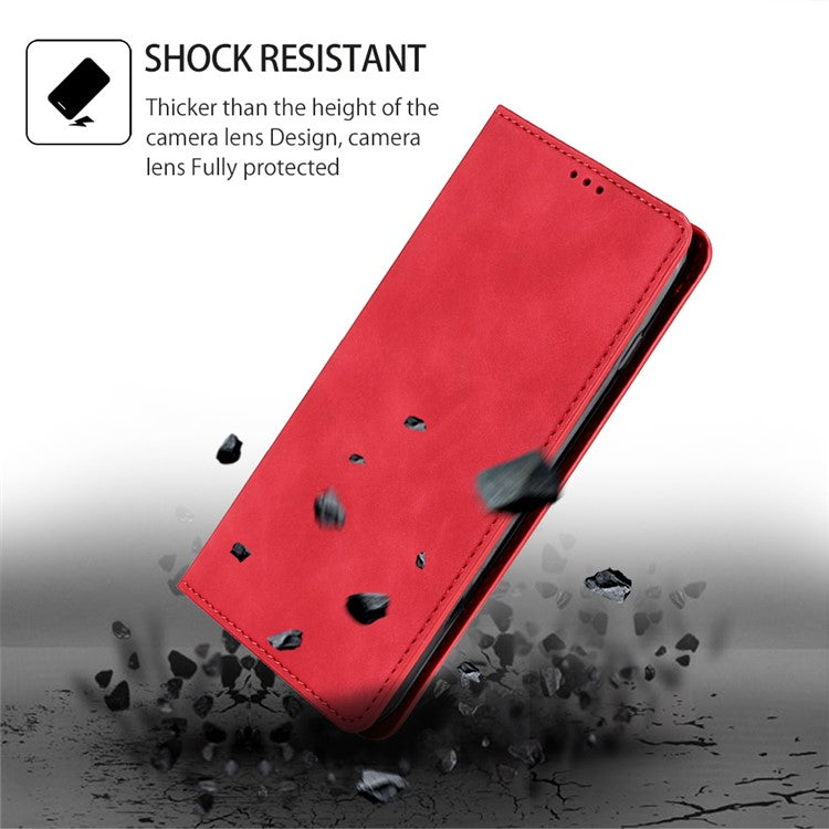 For Huawei Enjoy 60 Pro / nova 11i / Maimang 20 Card Holder PU Leather Phone Case Skin-touch Phone Stand Cover - Red