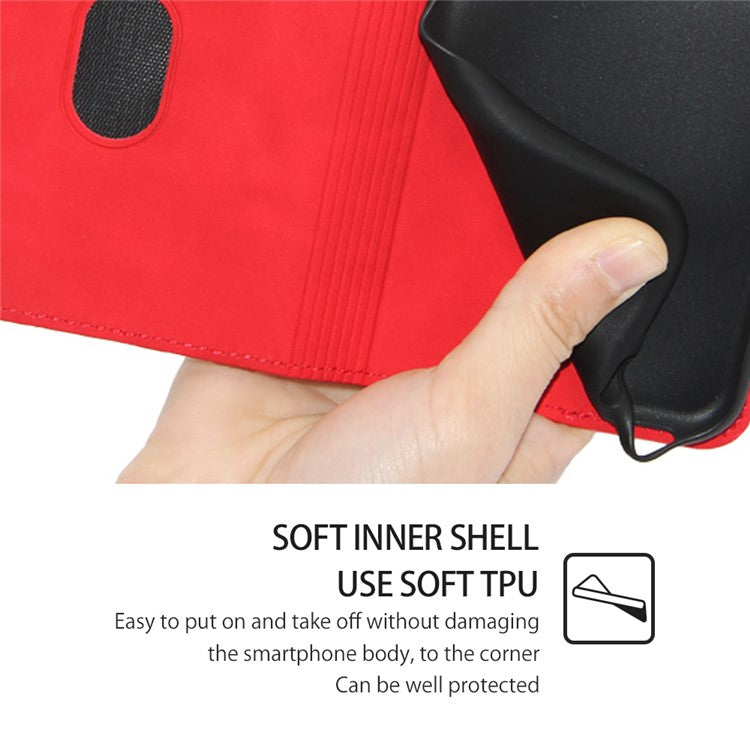 For Huawei Enjoy 60 Pro / nova 11i / Maimang 20 Card Holder PU Leather Phone Case Skin-touch Phone Stand Cover - Red