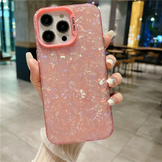 Acrylic PC Phone Case for iPhone 14 Pro Shell Texture Shockproof Slim Phone Cover - Pink