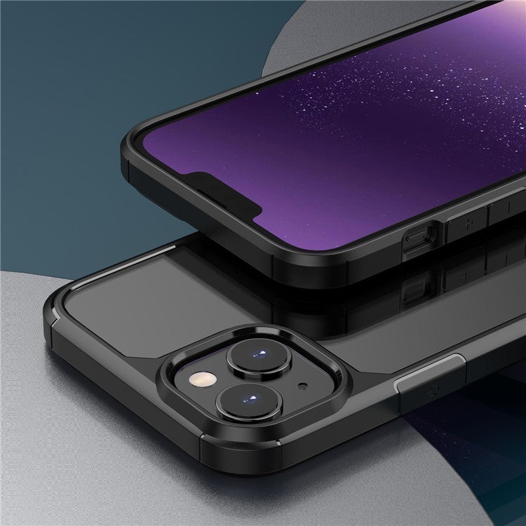 Defense Armor Series for iPhone 14 Plus Clear Phone Shell TPU + PC Drop-Proof Phone Cover - Dark Purple