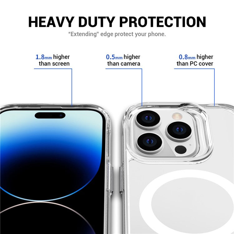 For iPhone 14 Pro Max TPU+PC Kickstand Cover Clear Phone Case Compatible with MagSafe - Transparent