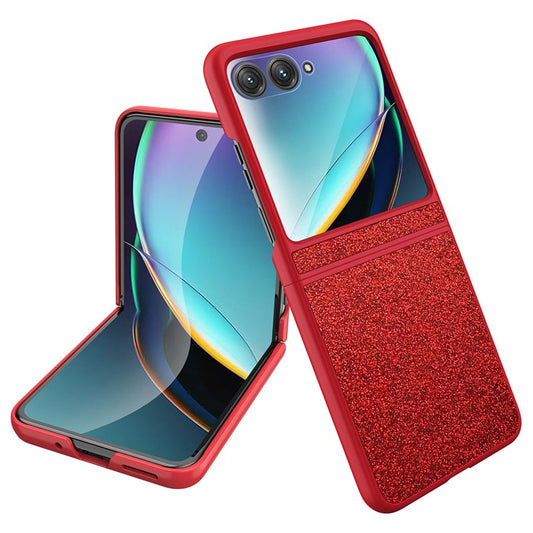 For Motorola Razr 40 Ultra 5G Sparkle Glitter Phone Case Hard PC Protective Cover - Red