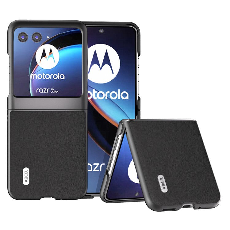 ABEEL For Motorola Razr 40 Ultra 5G Protective Case Haze Textured PU Leather + PC Phone Shell Cover - Black