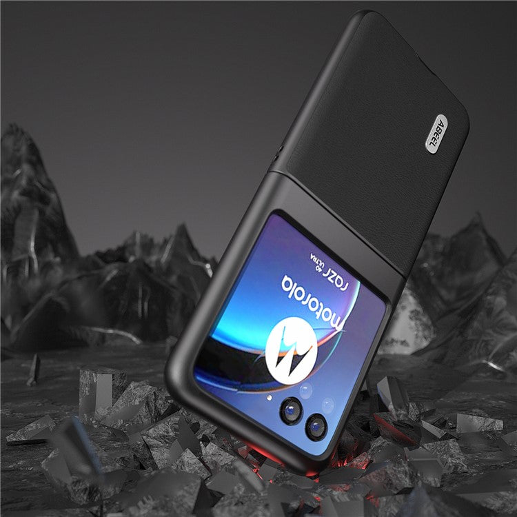 ABEEL For Motorola Razr 40 Ultra 5G Protective Case Haze Textured PU Leather + PC Phone Shell Cover - Black