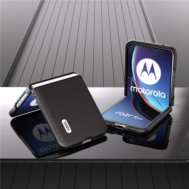 ABEEL For Motorola Razr 40 Ultra 5G Protective Case Haze Textured PU Leather + PC Phone Shell Cover - Black