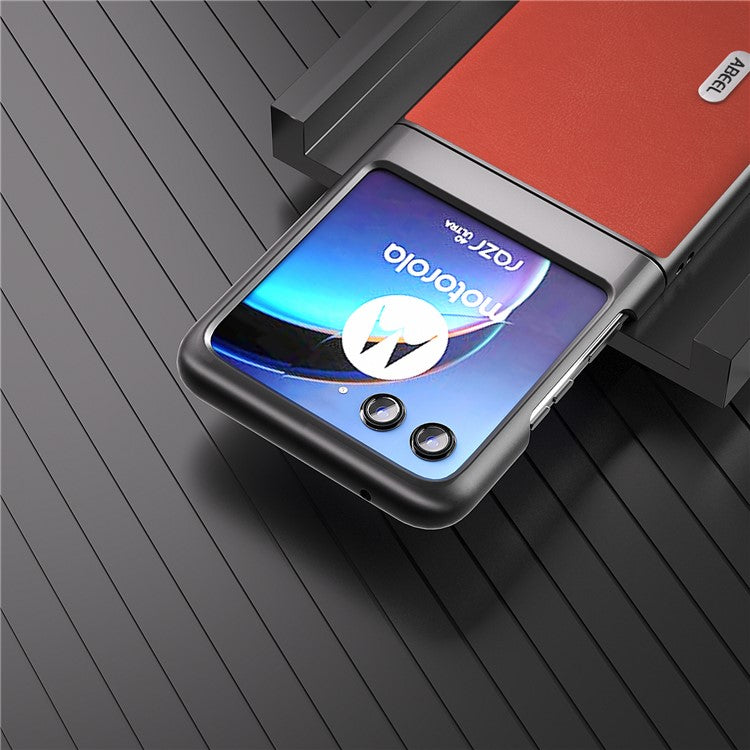 ABEEL For Motorola Razr 40 Ultra 5G Protective Case Haze Textured PU Leather + PC Phone Shell Cover - Red