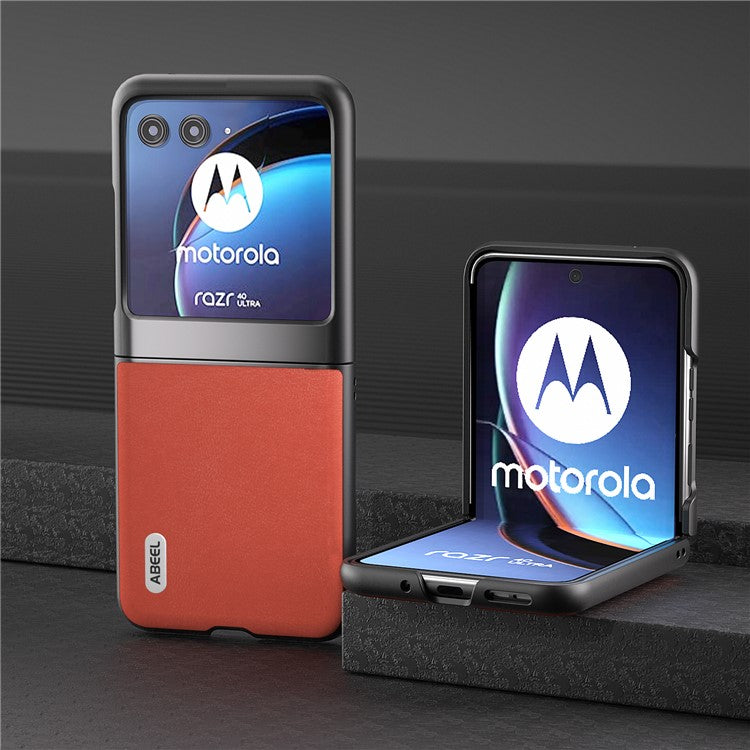 ABEEL For Motorola Razr 40 Ultra 5G Protective Case Haze Textured PU Leather + PC Phone Shell Cover - Red