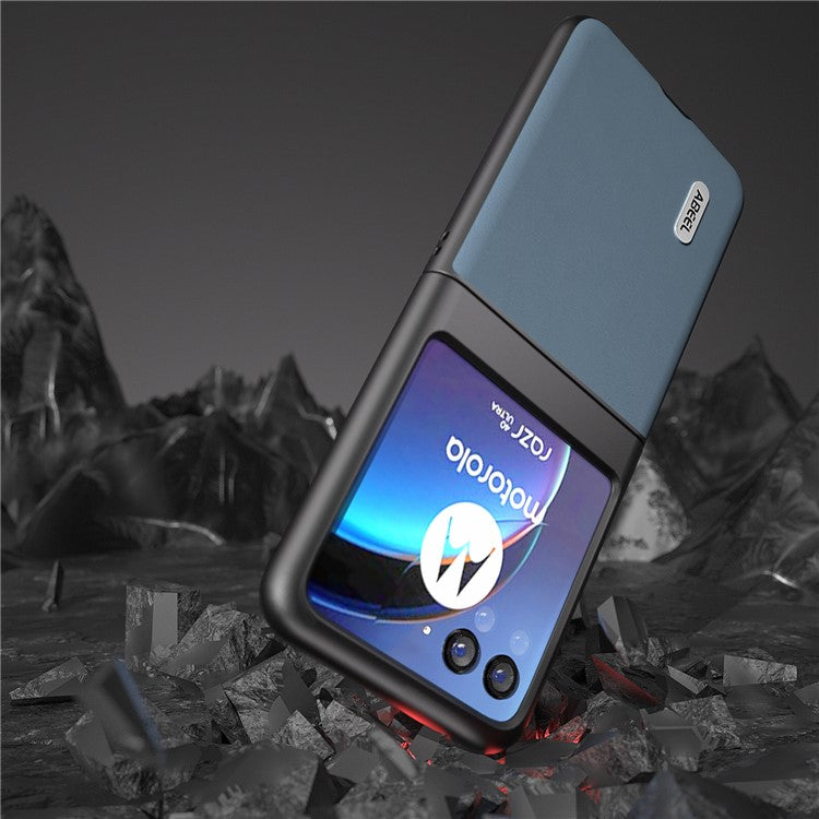 ABEEL For Motorola Razr 40 Ultra 5G Protective Case Haze Textured PU Leather + PC Phone Shell Cover - Blue