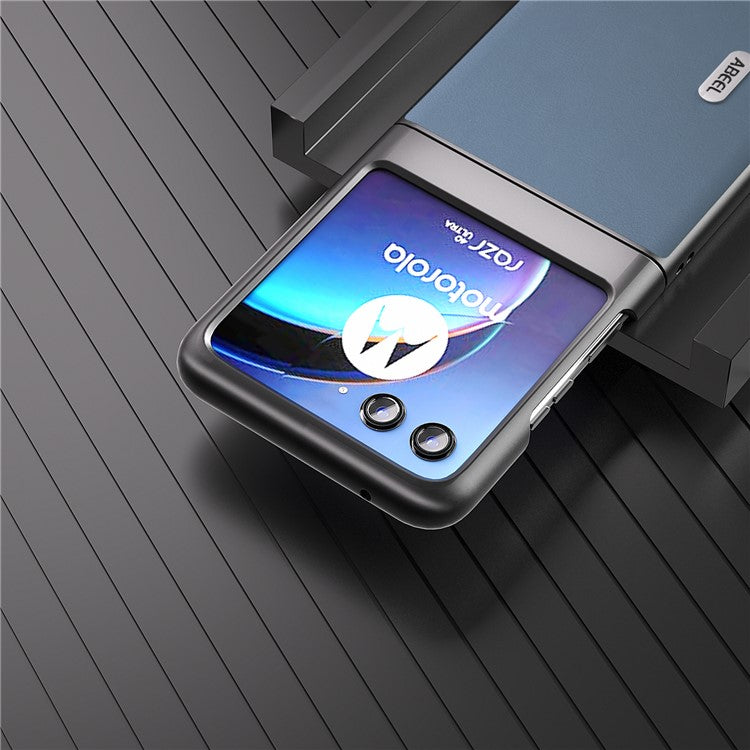 ABEEL For Motorola Razr 40 Ultra 5G Protective Case Haze Textured PU Leather + PC Phone Shell Cover - Blue