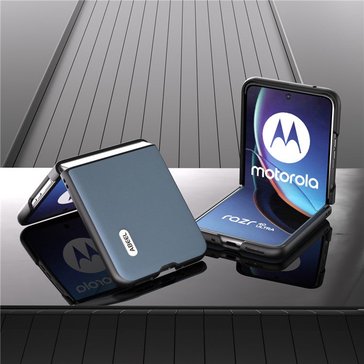ABEEL For Motorola Razr 40 Ultra 5G Protective Case Haze Textured PU Leather + PC Phone Shell Cover - Blue