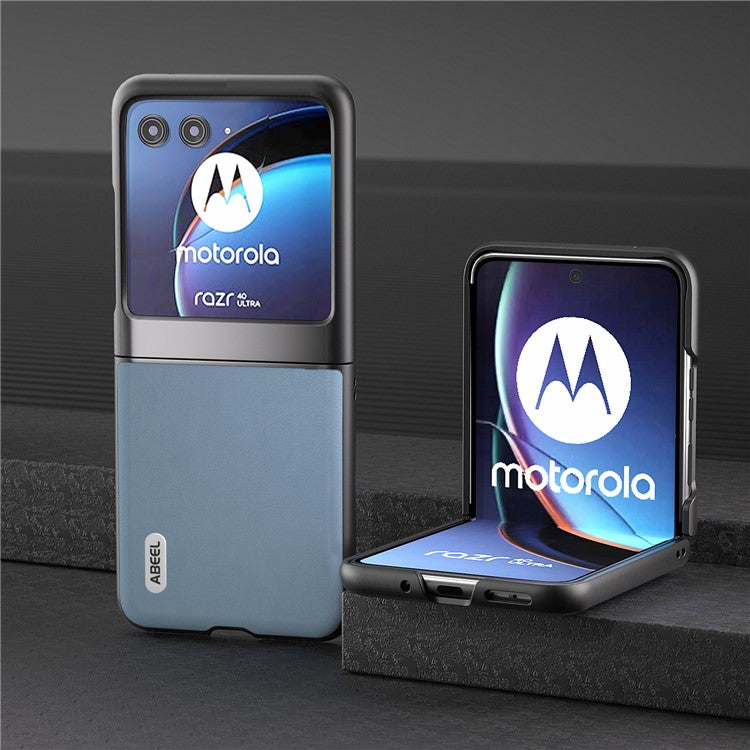 ABEEL For Motorola Razr 40 Ultra 5G Protective Case Haze Textured PU Leather + PC Phone Shell Cover - Blue