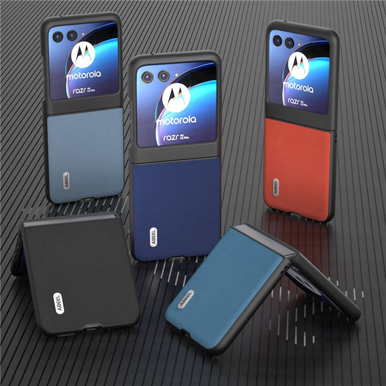ABEEL For Motorola Razr 40 Ultra 5G Protective Case Haze Textured PU Leather + PC Phone Shell Cover - Blue
