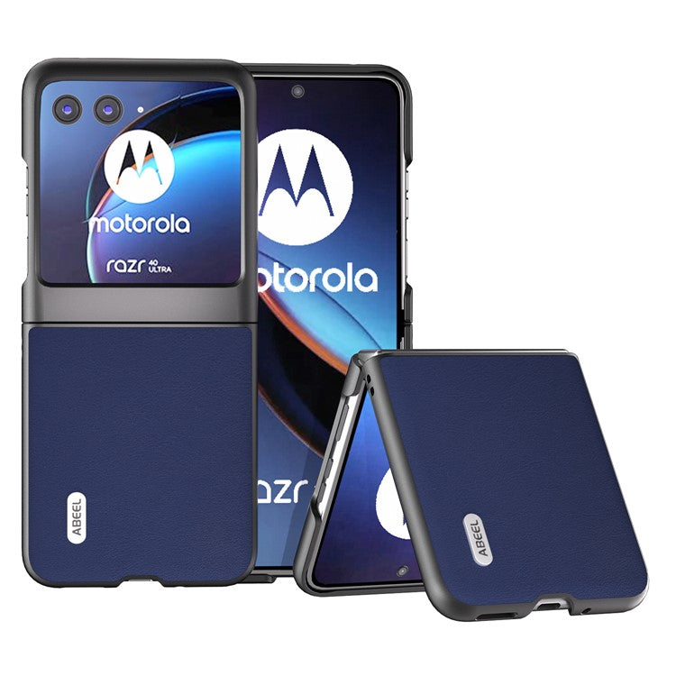 ABEEL For Motorola Razr 40 Ultra 5G Protective Case Haze Textured PU Leather + PC Phone Shell Cover - Dark Blue