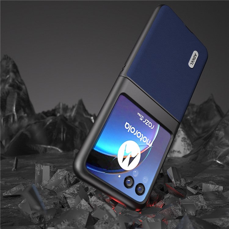 ABEEL For Motorola Razr 40 Ultra 5G Protective Case Haze Textured PU Leather + PC Phone Shell Cover - Dark Blue