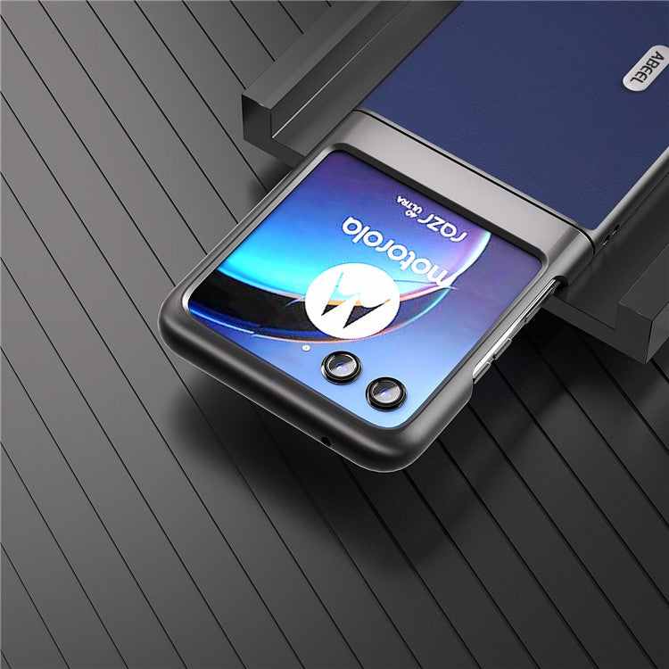 ABEEL For Motorola Razr 40 Ultra 5G Protective Case Haze Textured PU Leather + PC Phone Shell Cover - Dark Blue