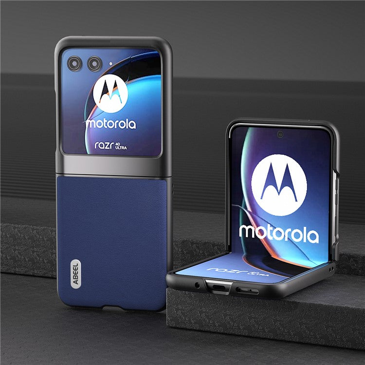 ABEEL For Motorola Razr 40 Ultra 5G Protective Case Haze Textured PU Leather + PC Phone Shell Cover - Dark Blue
