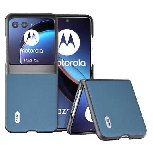 ABEEL For Motorola Razr 40 Ultra 5G Protective Case Haze Textured PU Leather + PC Phone Shell Cover - Sky Blue